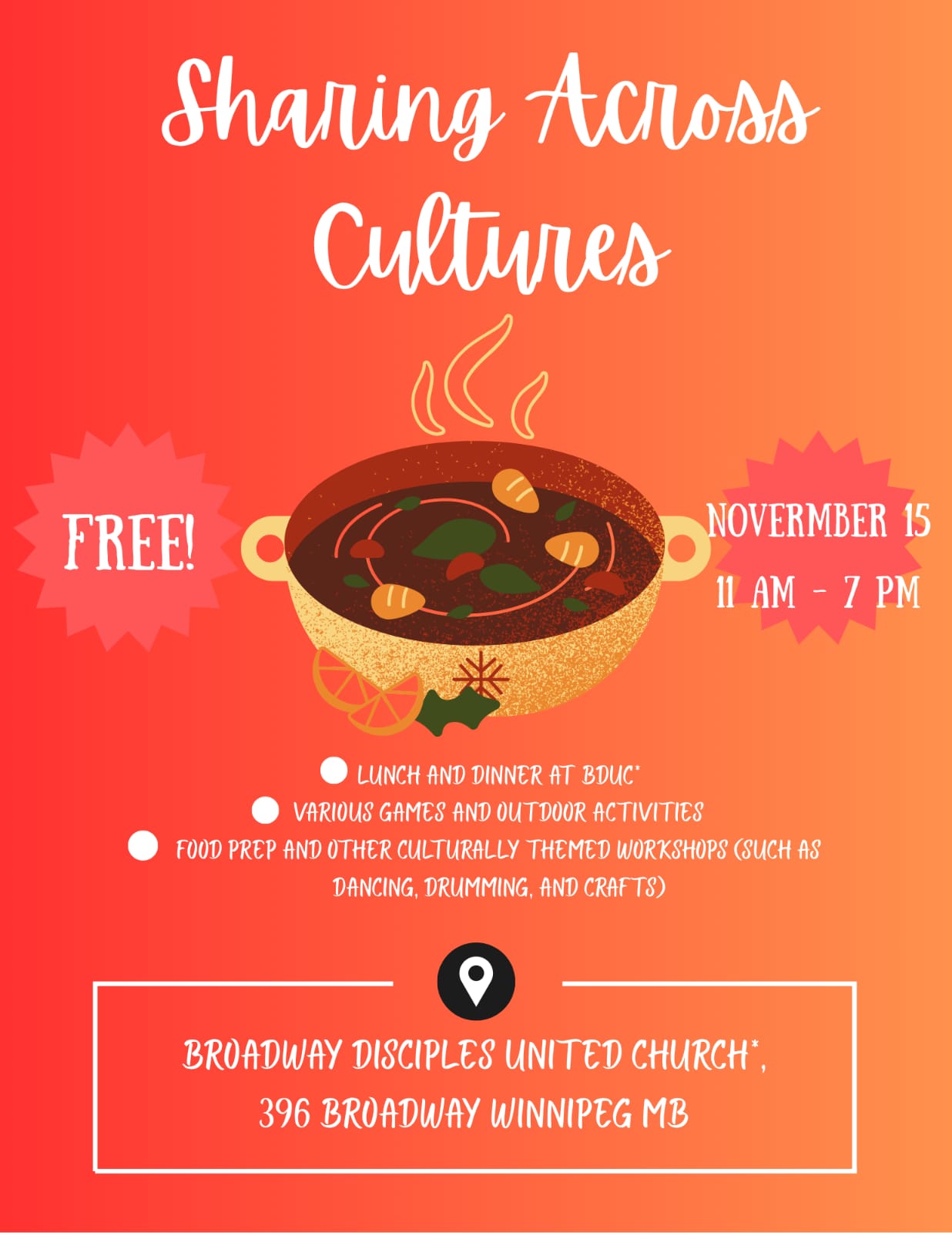 Poster with a soup pot and all the details that are in the post