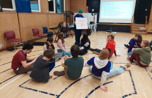 A group presenting their research