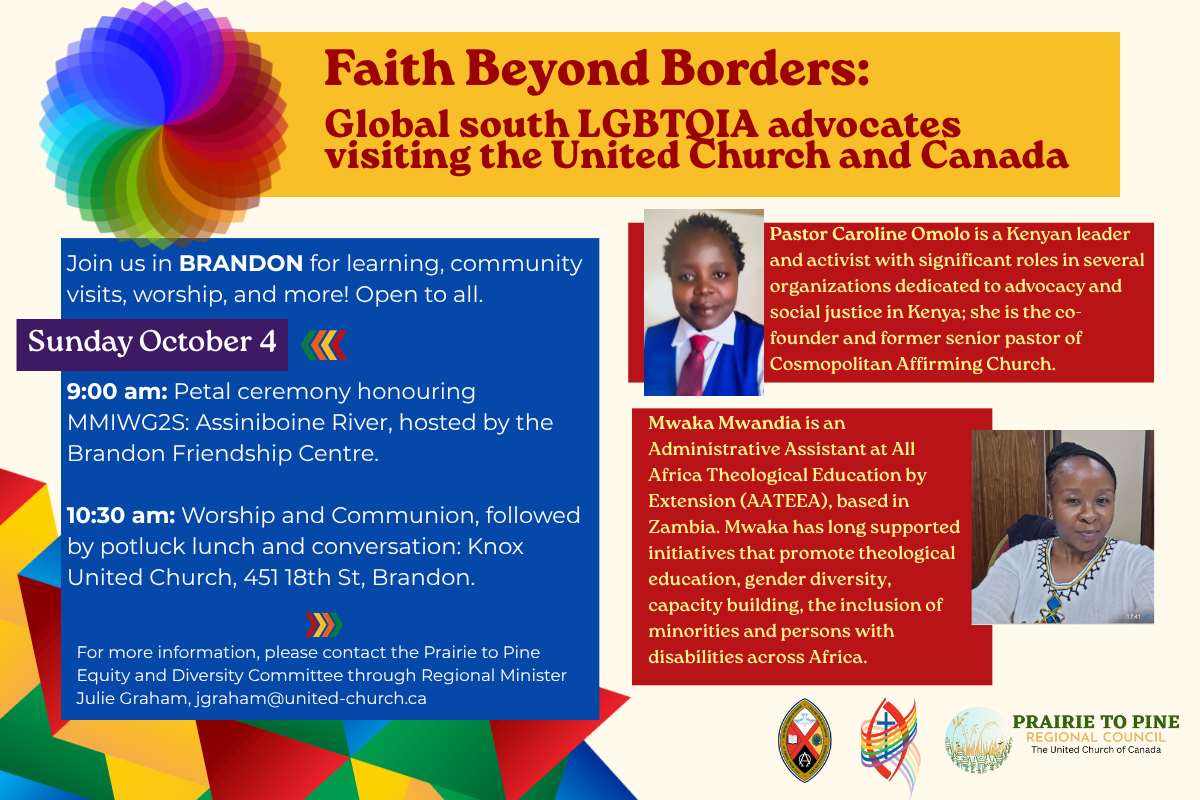 A rainbow wheel and bright text boxes, with two photos of Black women. Poster text is in the accompanying post.